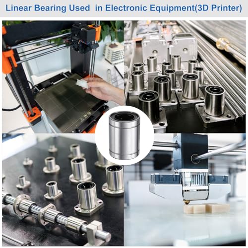 sourcing map 4Pcs LM10LUU Linear Bearing 10mm Bore 19mm OD 55mm Length Linear Ball Bearings Double Side Rubber Sealed Bearing Steel for CNC Machine 3D Printer Food Packaging Machine 4