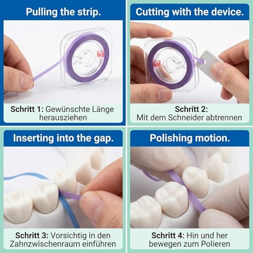 Tooth Sandpaper, 3 Volumes Dental Polishing Strips, Interdental Cleaning and Polishing, Fine to Coarse for Home and Clinic (4mm x 6m) | Three grit levels, gentle application, professional quality, efficient cleaning