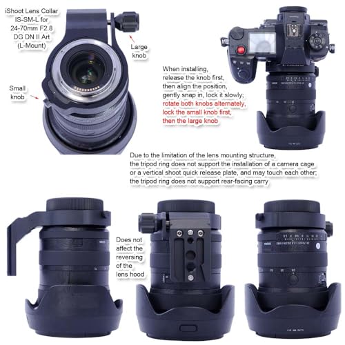 iShoot Lens Collar Tripod Mount Ring Compatible with Sigma 28-45mm F1.8 DG DN Art, 28-105mm F2.8 DG DN Art & 24-70mm F2.8 DG DN II Art L-Mount, Quick Release Plate Bracket Support Arca-swiss Fit Clamp