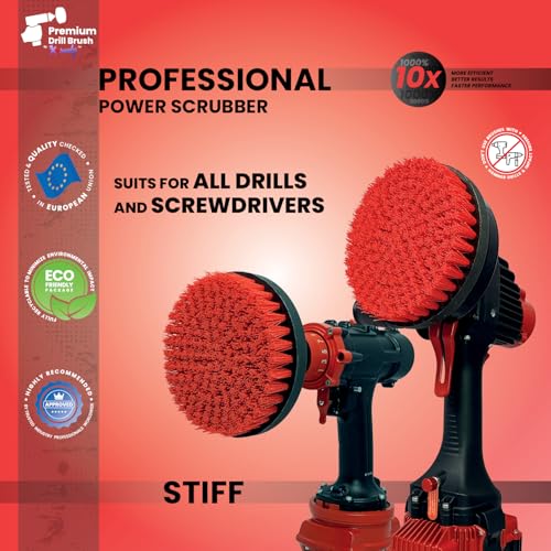 Premium Drill Brush, Stiff 2in1 15cm, Red, Outdoor and Garden