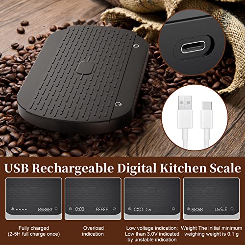 OBEST Digital Coffee Scale with Timer,Espresso Kitchen Scale Black