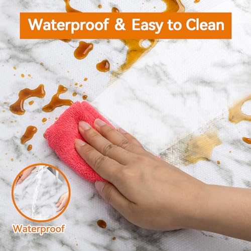 Drawer and Shelf Liner for Kitchen Cabinets, Non-Adhesive Strong Grip Cabinet Liners for Dressers, Durable Waterproof Anti Slip Cupboard Liner, White Marble, 17 in x 20 Feet 17.3"W x 236.2"L