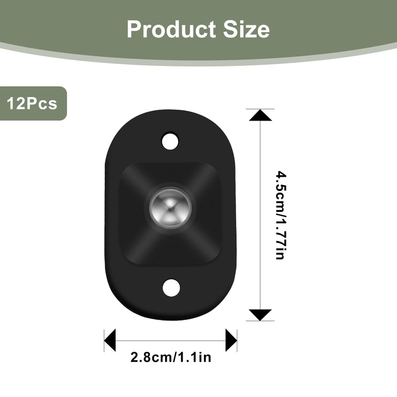 [Australia - AusPower] - 12 Pcs Self Adhesive Small Appliance Rollers,Small Caster Wheels 360°Rotation Universal Appliance Wheels for Kitchen Appliances on The Counter,Storage Box,Small Furniture(Black) Black 