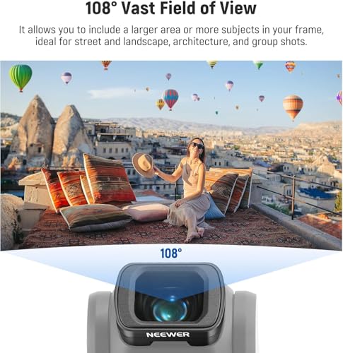 NEEWER Filter Set with 0.75x Wide Angle Lens 108° FOV, Variable ND 2-32 CPL 1/4 Black Diffusion Filter Compatible with DJI Osmo Pocket 3 / Pocket 4 / Xtra Muse Accessories, FL-B09 0.75X Wide Angle Lens&ND2-ND32