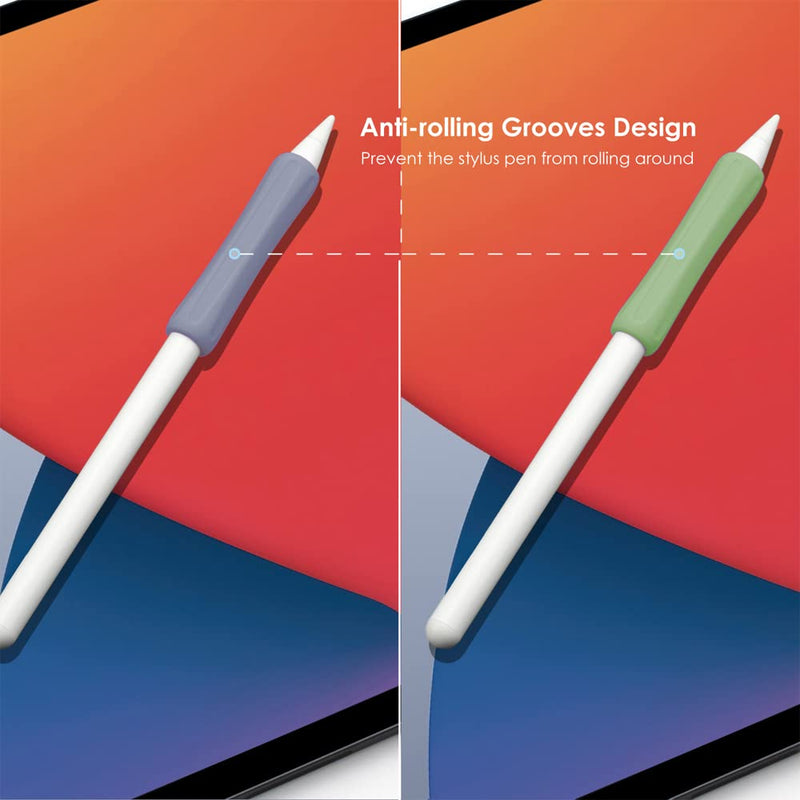 [Australia - AusPower] - ProElife 2-Pack Ergonomics Grip Holder Anti-Rolling Protective Sleeve Cover for Apple Pencil 2nd & 1st Gen 2022-2018 iPad Pro 12.9'' 11''/Air 10.9'' Stylus Accessory Kits (Green/Lavender) Green/Lavender 