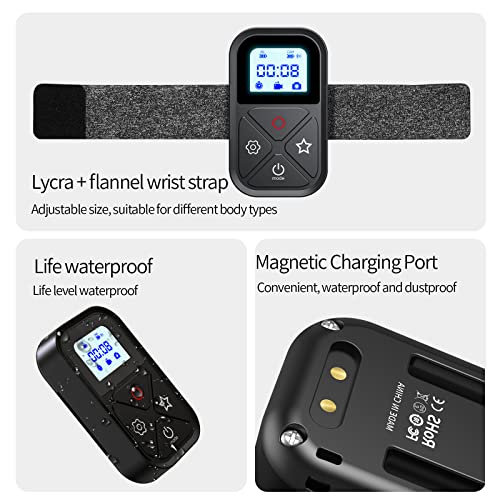 Smart Remote Control for GoPro，Wireless Camera Controller for Hero 12 11 10 9 8 MAX Black with LCD Display Wrist Strap Rainproof WiFi Controller Magnetic Charger Port Go Pro Accessories