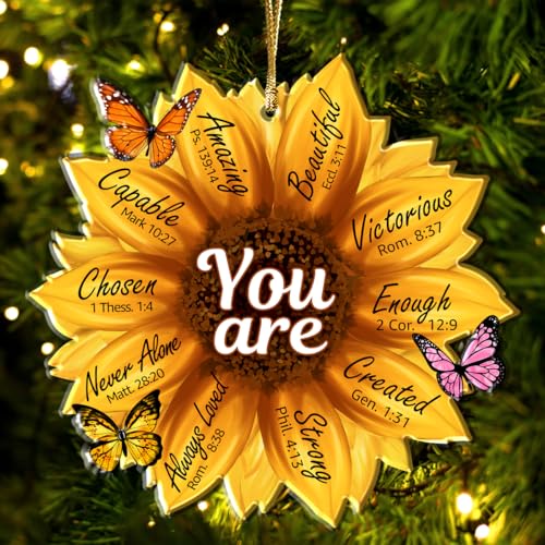 Sunflower Gifts for Women - Sunflower Car Rearview Mirror Hanging Accessories - Birthday, Christian Gifts for Women - Christmas Ornament & Car Hanging Decoration