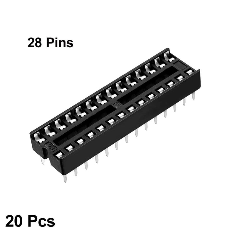 [Australia - AusPower] - uxcell 20pcs DIP IC Chip Socket Adaptor Solder Type 2.54mm Pitch Dual Row 28 Flat Pin 7.62mm Row Pitch 