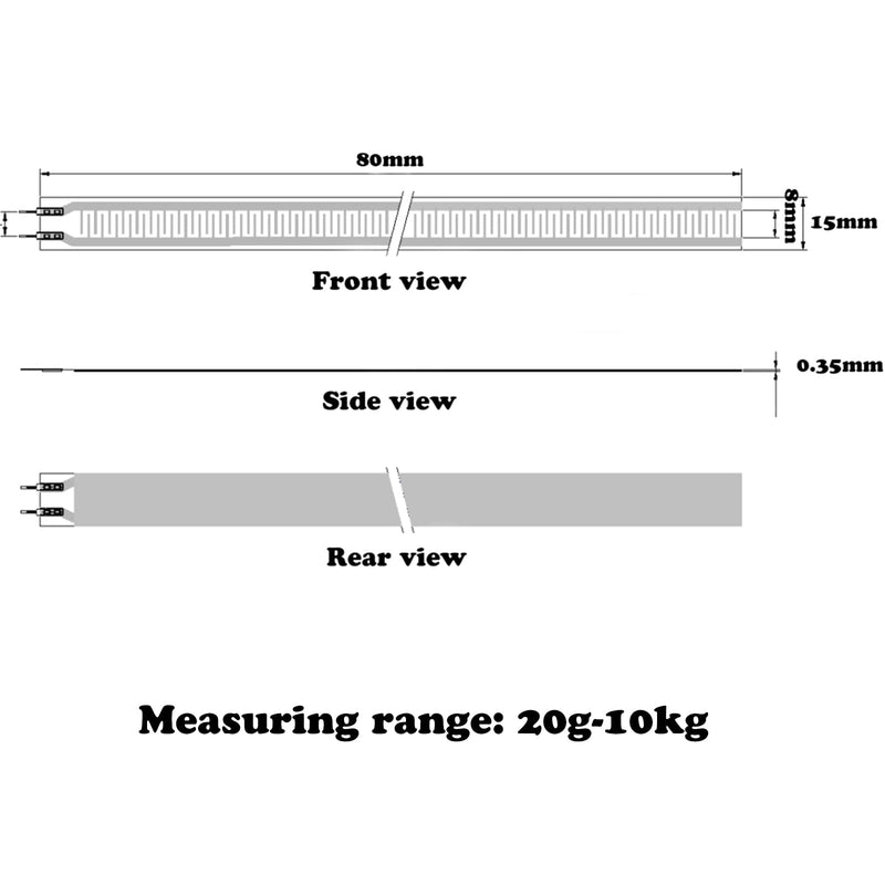 [Australia - AusPower] - Pressure Sensor, Cuidr Thin Film Pressure Sensor, 20G~10KG 80mm Force Sensing Resistor, Long Strip Sensor for Smart Home, Wearable Devices (2 Pack) 