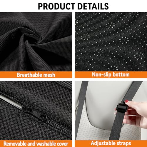 Gray Veitail lumbar support pillow for car seats, adjustable back support cushion for added comfort during driving.