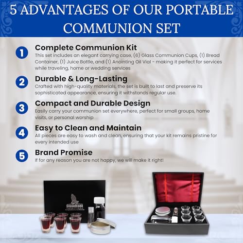 Portable Communion Set for Travel, Home, and Wedding - Communion Kits for Home Visits Premium Communion Ware Set
