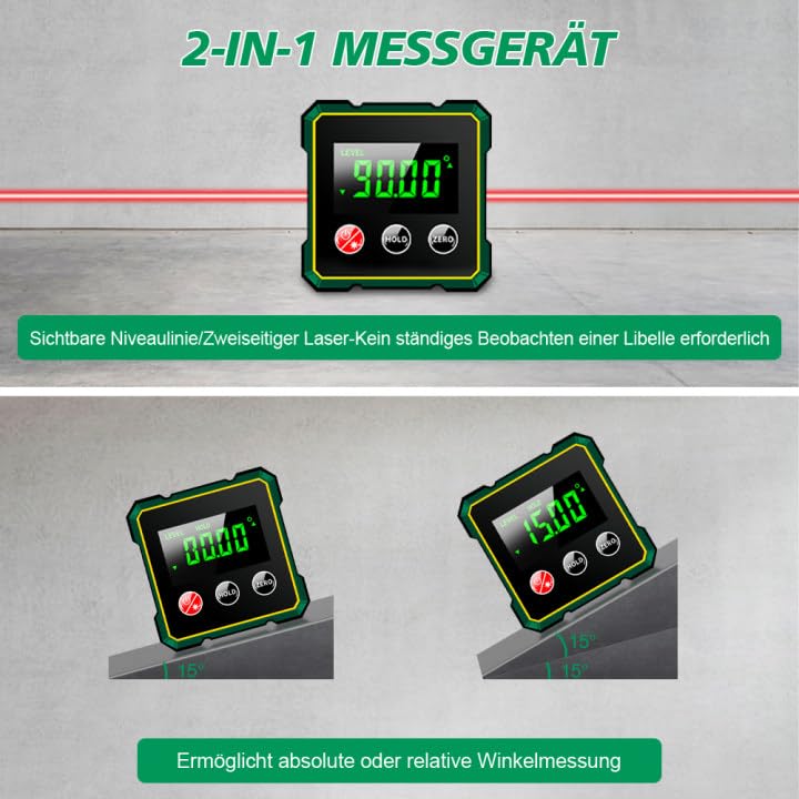 [Australia - AusPower] - SOARFLY Digital Protractor Inclinometer with LCD Display, IP54 Waterproof, 0.1° Accuracy, 4-Sided Magnet, Digital Spirit Level Protractor Digital for Woodworking, Construction DIY 