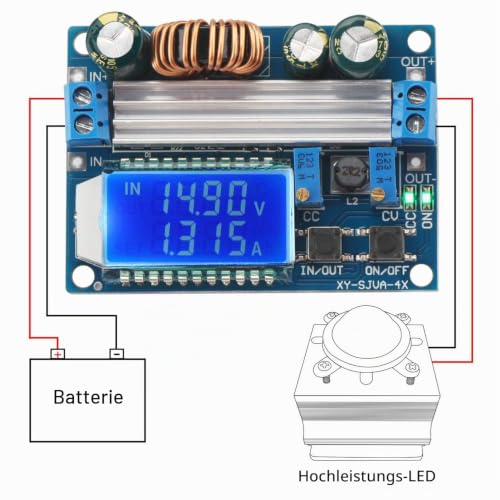 ARCELI Buck Boost Converter Display, Buck Boost Board DC 5.5-30V 12V to DC 0.5-30V 5V 24V Adjustable Constant Current Voltage Step Up Down Voltage Regulator 3A 35W Power Supply Module