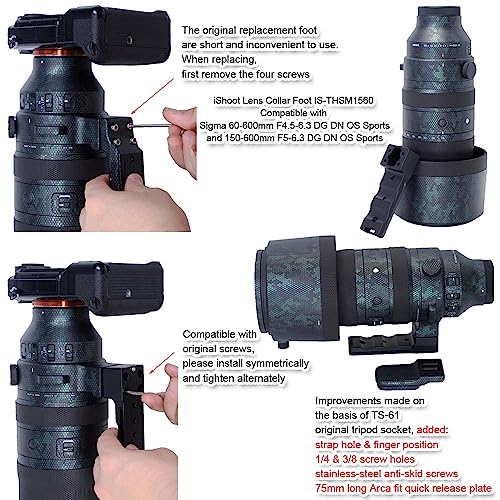 iShoot Lens Collar Replacement Foot Tripod Mount Ring Base Stand Socket TS-61 Compatible with Sigma 150-600mm f/5-6.3 DG OS HSM Sports, 70-200mm f/2.8 DG OS HSM Sports, 500mm f/4 DG OS HSM Sports