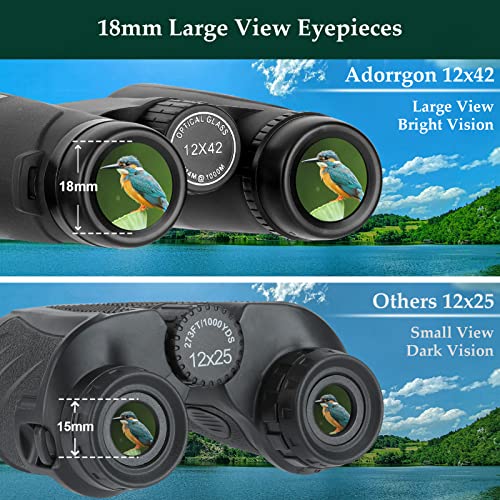 Adorrgon 12x42 High Powered Binoculars for Adults, Phone Adapter and Tripod