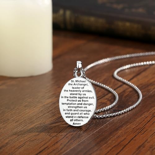 AEONSLOVE Saints and Cross Pendant Necklaces for Men Women B01-Saint Michael