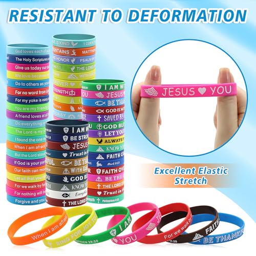 80 Pack Scripture Bracelets, Silicone Bible Verse Bracelets, Christian Wristbands with Motivational Quote, Ideal Inspirational Religious Gifts for Men, Women 4 Styles