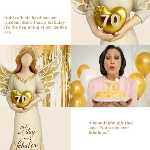 70th Birthday Gifts for Women, Hand-Painted Resin Figurine Décor 70th Birthday Gifts