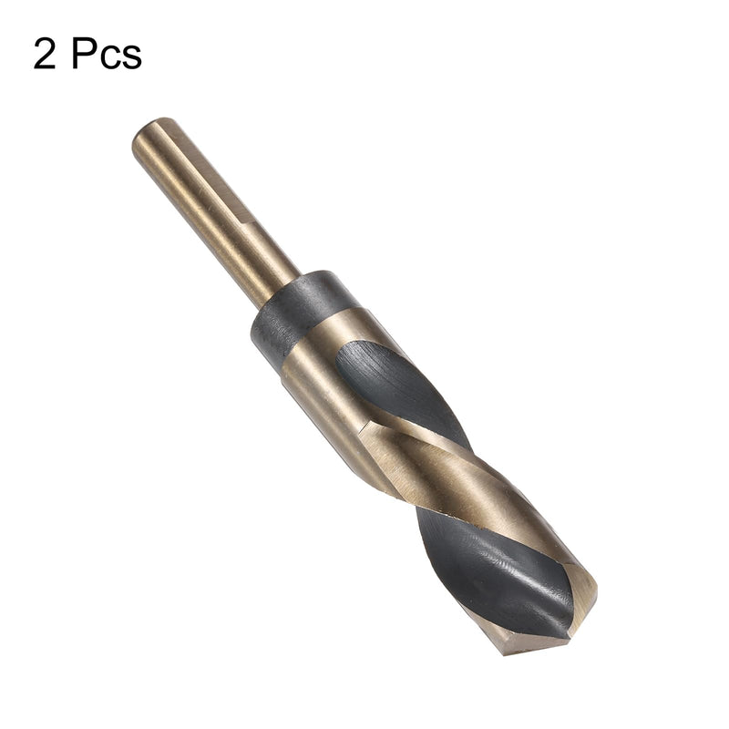uxcell 2pcs Reduced Shank Twist Drill Bits 25mm Black Nitride & Gold Titanium Coated High Speed Steel 4341 with 12.7mm (1/2") Shank for Stainless Steel Alloy Metal Plastic Wood 25mm x 12.7mm 2