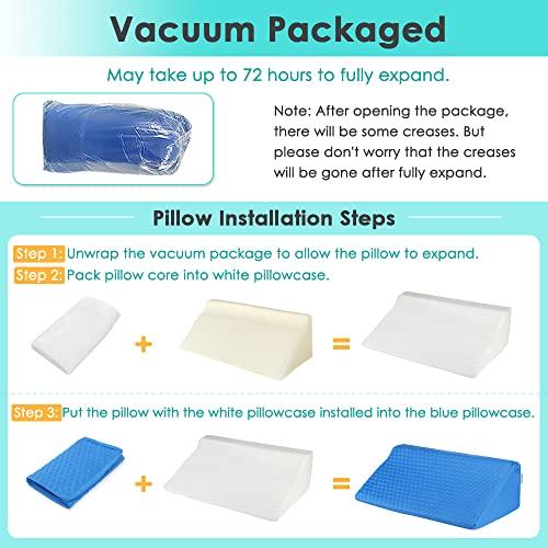 NEPPT Pillow Wedge for Sleeping After Surgery Bed Incline Pillow Foam Wedge Cover Patient Turning Device Prevention Bed Sores Relieve Back Pain Pregnancy Body Positioners (Blue - Gel) Blue - Gel