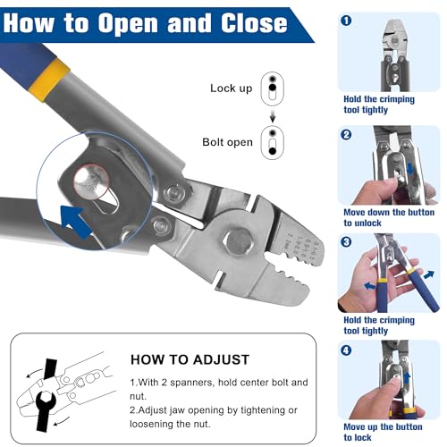 VATEICO fishing crimping pliers with 4-size stainless steel crimper and copper sleeves set