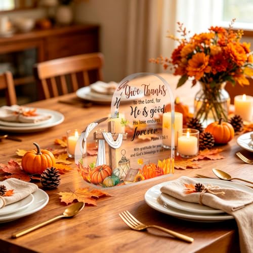 HOWAF Thanksgiving Fall Religious Decor Acrylic Heart Sign