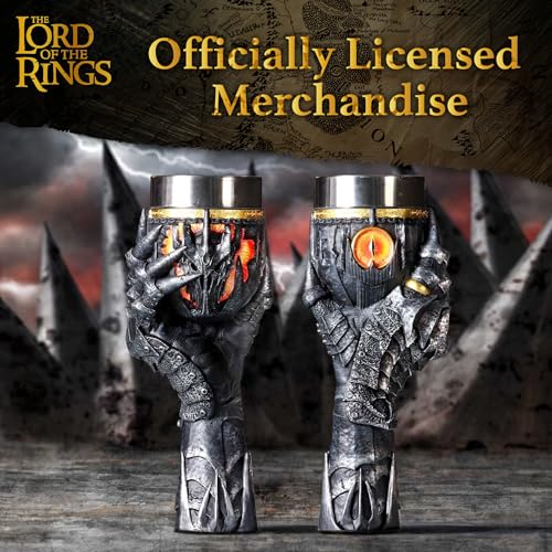 Nemesis Now Lord of the Rings Goblet - Hand-Painted Themed Drinkware, Perfect Collectible for LOTR Fans and Enthusiasts - Sauron Gray 13.5 Ounces