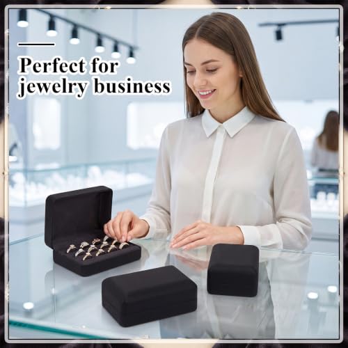 Nosiny 4 Pcs Black Velvet Jewelry Ring Storage Box for Multiple Rings