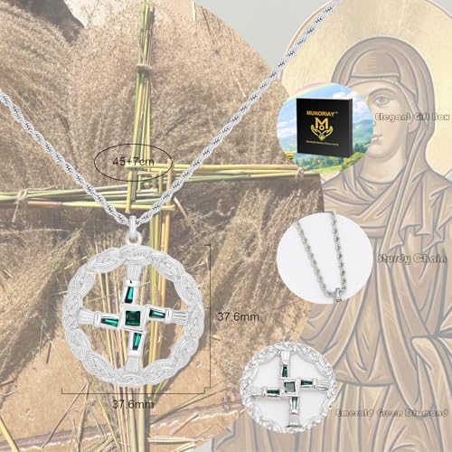 St Brigid's Cross Necklace Saint Bridget Necklace Cubic Zirconia Traditional Irish Celtic Cross Pendant Pagan Religious Jewelry Amulet Gift for Women Men silver