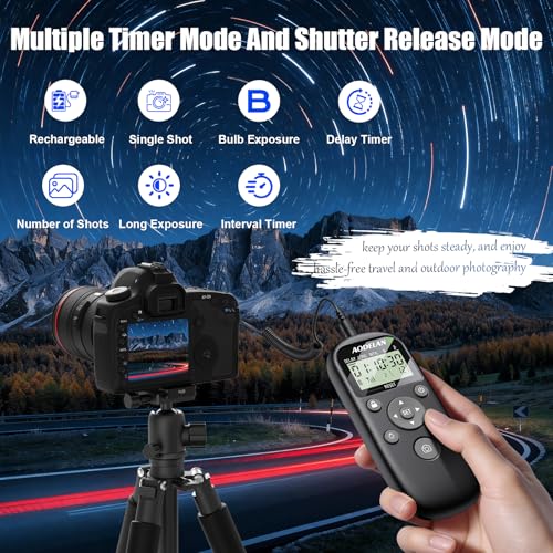 Rechargeable Intervalometer Timer Shutter Release Remote with LCD Screen Timer Shutter for Canon