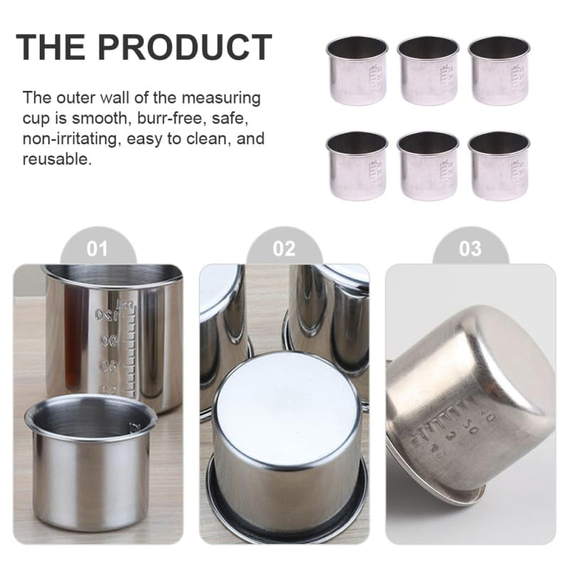 [Australia - AusPower] - DECHOUS 4Pcs Stainless Steel Graduated Medicine Cups 1.96 Inch Portable Measuring Cups for Pills and Liquid Medication 40Ml Capacity Silver 