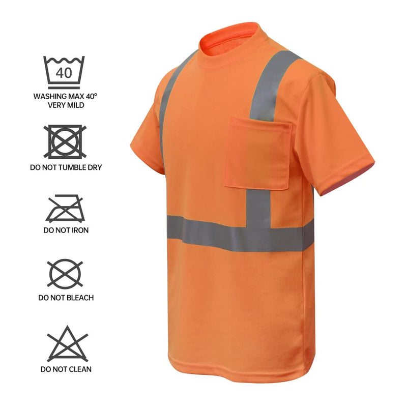 caparazon High-Visibility Safety Shirt, ANSI/ISEA Class 2 Reflective T-Shirt Orange Medium