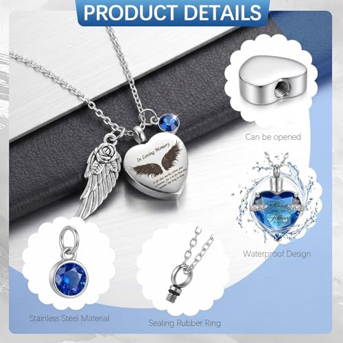 Ecation 18 Pcs Small Cremation Urns and Ashes Necklace Set, Blue