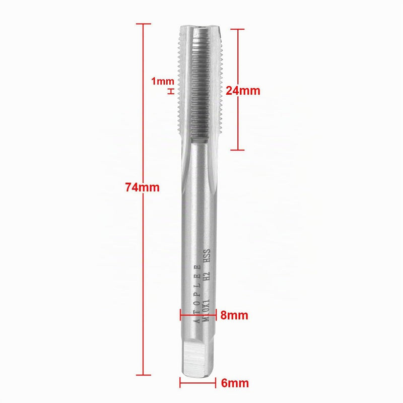 ATOPLEE Metric HSS Thread Tap M10 Right Hand Thread Drill Bits (M10x1.0) M10x1.0 silver