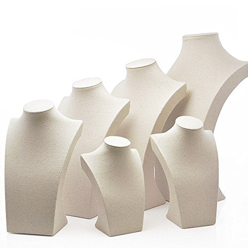 Oirlv Linen Necklace Display Bust 3D Jewelry Organizer Holder H-11.8inches