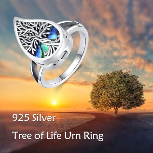 ONEFINITY Urn Rings for Ashes 925 Sterling Silver Tree of Life Ashes Rings Memorial Cremation Jewellery Gifts for Women #8