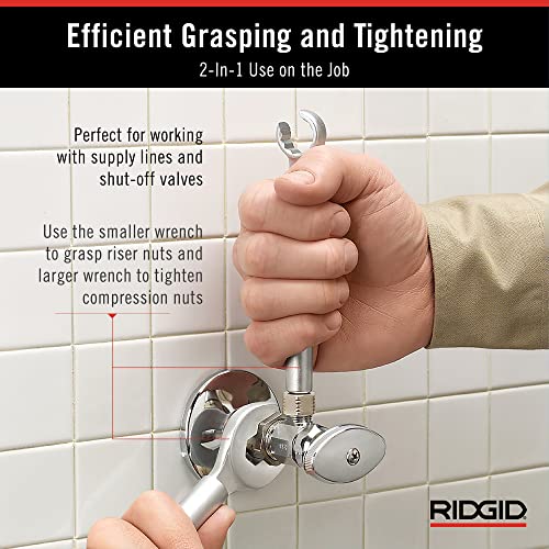 RIDGID Model 2002 One Stop 2-in-1 open-end wrench for angle stops, straight stops, and compression couplings