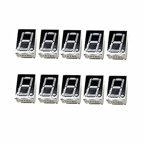 10 Pieces 0.56 Inch 7-Segment LED Display - 1 Digit, Red, 10-Pin Common Sode Anode, Digital Display for Arduino, Microcontroller, DIY Electronics Projects