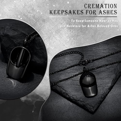 Urn Necklace for Ashes Baseball Cap Shape Cremation Jewelry Keepsake Holder Memorial Urn Necklace Pendants Ashes for Women Men Black