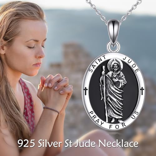 ONEFINITY Saint Jude/Santa Muerte/Pharaoh/Saint Christopher/Baphomet Necklace 925 Sterling Silver Religious Protect Necklace Baphomet Jewelry Gifts for Women Men