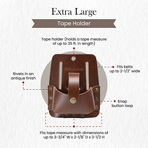 Style N Craft extra large full-grain leather tape holder tool pouch in brown leather