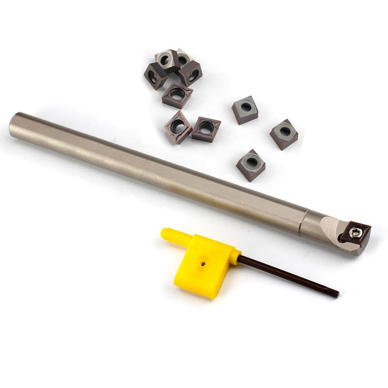 [Australia - AusPower] - 1/2" Lathe Internal Boring Bar, Right-Hand Sclcr Turning Tool Holder with 10 Pcs Indexable Carbide Turning Inserts CCMT09T304(CCMT32.5) 