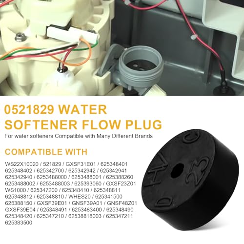 HEBRAR black water softener flow plug, compatible with WS22X10020 and 521829 models