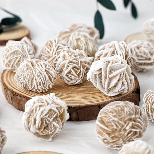 Apengshi Desert Rose Raw Crystals Natural Crystal and Healing Stones Rough Rocks Reiki Chakra Fountain Home Garden Decor Yoga Meditation DIY Stone 1.2-2''