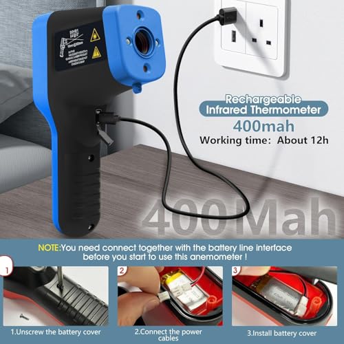 H HOLDPEAK non-contact infrared thermometer with laser and button, measuring -50°F to 2912°F for industrial use
