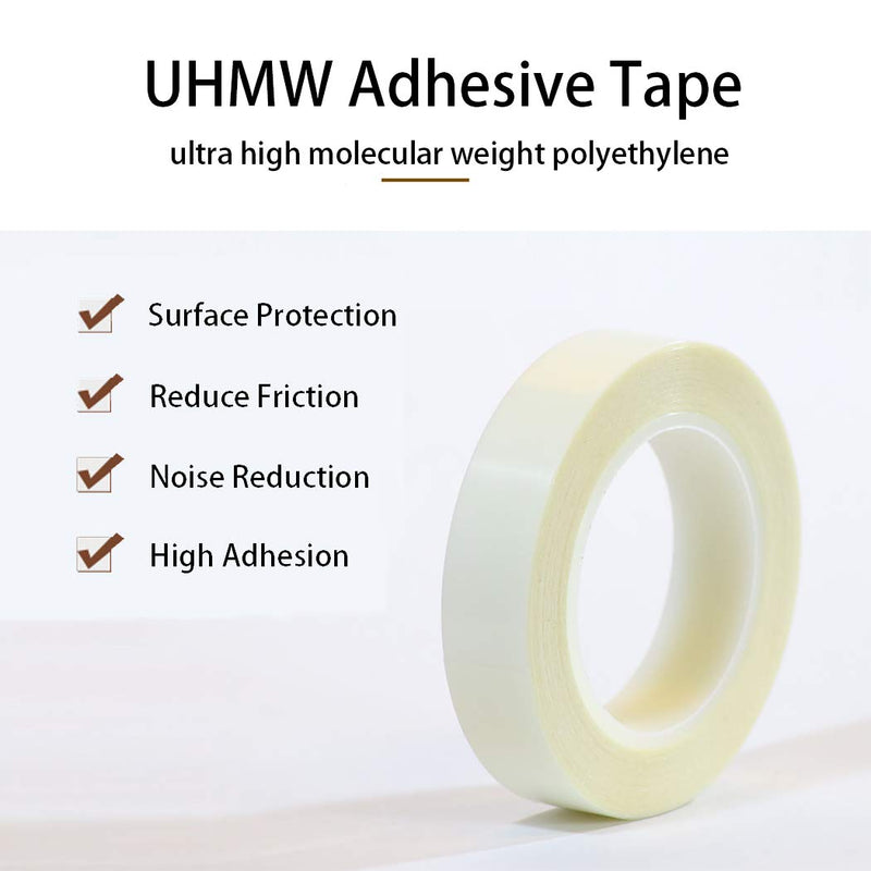 APT, UHMW (Ultra-high Molecular Weight) Polyethylene Tape, Resists Abrasion, Impact, for Surface Protection and Friction and Noise Reduction for Lining Sliding Surfaces. (0.5" x 5Yds, 5 Mil UHMW) 0.5" x 5Yds