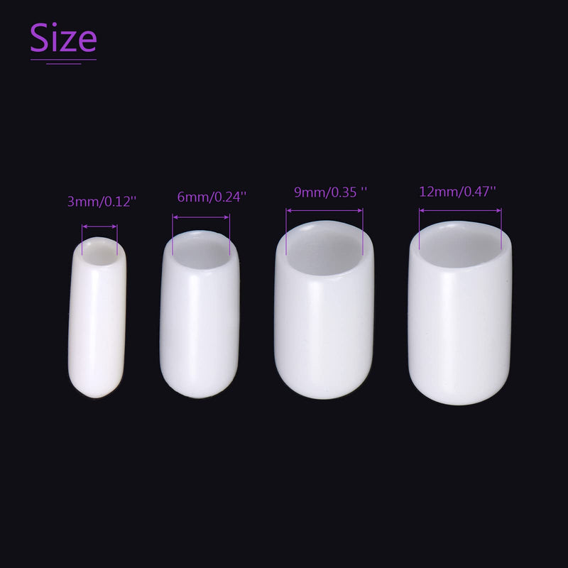 [Australia - AusPower] - DMiotech 40 Pack 1/8" 1/4" 3/8" 1/2" ID White Screw Thread Protectors Rubber End Caps Bolt Covers for Screw Bolt Furniture Pipe 