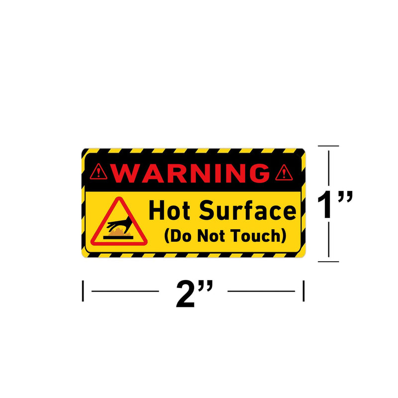 Warning Hot Surface Labels,1 x 2 Inch Caution Hot Surface Warning Stickers, Danger Safety Do Not Touch Sign (500 Pcs)
