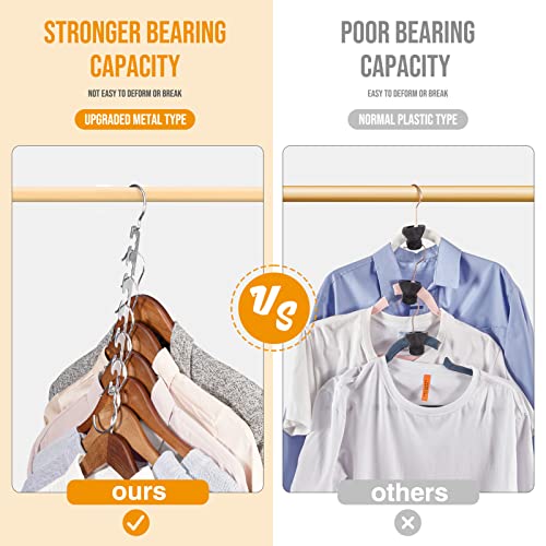 HOUSE DAY Closet Organizers and Storage Space Saving Hangers 12 Pack Stainless Steel Magic Hangers Upgraded Sturdy Multiple Hanger in one Space Saver Clothes Hanger College Dorm Room Essentials 12 Pack-N