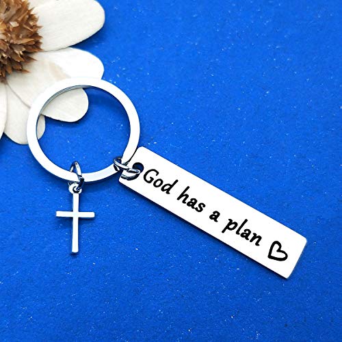 Religious Gift Keyring Inspirational Gift Christian Faith Keyring Encouragement Religious Keychain First Communion Baptism Gifts for Women Men Motivational Gift Christmas Graduation Birthday Gift God Has a Plan Keyring